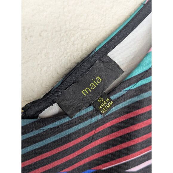 NWT Maia Multicolor Mini Short Sleeve Dress Size 10 Stretch Art to Wear Modern - Picture 3 of 10